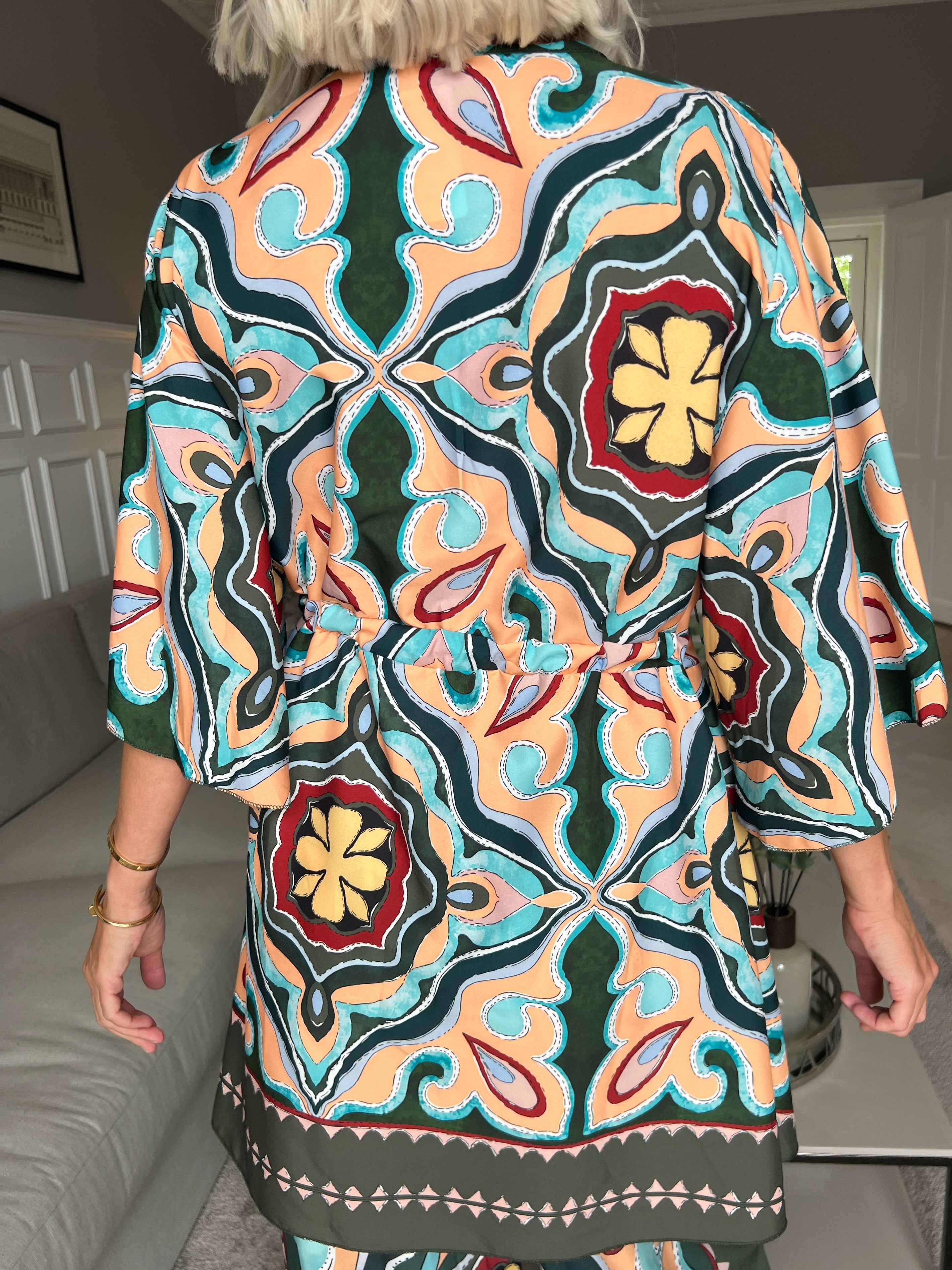 Yeva Tunika - Lang mønstret tunika med bindebånd